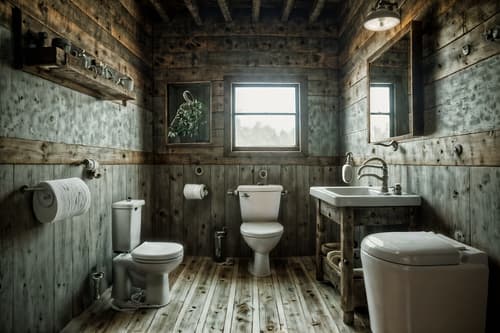photo from pinterest of rustic-style interior designed (toilet interior) with toilet paper hanger and sink with tap and toilet with toilet seat up and toilet paper hanger. . with . . cinematic photo, highly detailed, cinematic lighting, ultra-detailed, ultrarealistic, photorealism, 8k. trending on pinterest. rustic interior design style. masterpiece, cinematic light, ultrarealistic+, photorealistic+, 8k, raw photo, realistic, sharp focus on eyes, (symmetrical eyes), (intact eyes), hyperrealistic, highest quality, best quality, , highly detailed, masterpiece, best quality, extremely detailed 8k wallpaper, masterpiece, best quality, ultra-detailed, best shadow, detailed background, detailed face, detailed eyes, high contrast, best illumination, detailed face, dulux, caustic, dynamic angle, detailed glow. dramatic lighting. highly detailed, insanely detailed hair, symmetrical, intricate details, professionally retouched, 8k high definition. strong bokeh. award winning photo.