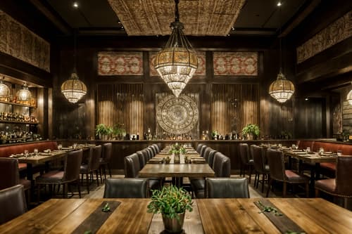 photo from pinterest of boho-chic-style interior designed (restaurant interior) with restaurant dining tables and restaurant chairs and restaurant decor and restaurant bar and restaurant dining tables. . . cinematic photo, highly detailed, cinematic lighting, ultra-detailed, ultrarealistic, photorealism, 8k. trending on pinterest. boho-chic interior design style. masterpiece, cinematic light, ultrarealistic+, photorealistic+, 8k, raw photo, realistic, sharp focus on eyes, (symmetrical eyes), (intact eyes), hyperrealistic, highest quality, best quality, , highly detailed, masterpiece, best quality, extremely detailed 8k wallpaper, masterpiece, best quality, ultra-detailed, best shadow, detailed background, detailed face, detailed eyes, high contrast, best illumination, detailed face, dulux, caustic, dynamic angle, detailed glow. dramatic lighting. highly detailed, insanely detailed hair, symmetrical, intricate details, professionally retouched, 8k high definition. strong bokeh. award winning photo.