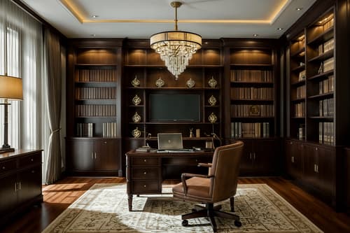 photo from pinterest of luxury-style interior designed (study room interior) with office chair and writing desk and bookshelves and cabinets and lounge chair and desk lamp and plant and office chair. . . cinematic photo, highly detailed, cinematic lighting, ultra-detailed, ultrarealistic, photorealism, 8k. trending on pinterest. luxury interior design style. masterpiece, cinematic light, ultrarealistic+, photorealistic+, 8k, raw photo, realistic, sharp focus on eyes, (symmetrical eyes), (intact eyes), hyperrealistic, highest quality, best quality, , highly detailed, masterpiece, best quality, extremely detailed 8k wallpaper, masterpiece, best quality, ultra-detailed, best shadow, detailed background, detailed face, detailed eyes, high contrast, best illumination, detailed face, dulux, caustic, dynamic angle, detailed glow. dramatic lighting. highly detailed, insanely detailed hair, symmetrical, intricate details, professionally retouched, 8k high definition. strong bokeh. award winning photo.