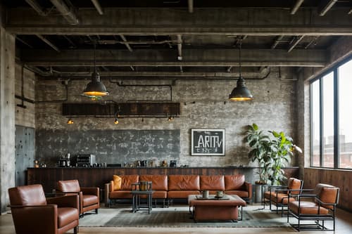 photo from pinterest of industrial-style interior designed (hotel lobby interior) with furniture and lounge chairs and hanging lamps and check in desk and coffee tables and plant and rug and sofas. . with exposed brick and exposed concrete and factory style and open floorplan and exposed rafters and utilitarian objects and reclaimed wood and metal panels. . cinematic photo, highly detailed, cinematic lighting, ultra-detailed, ultrarealistic, photorealism, 8k. trending on pinterest. industrial interior design style. masterpiece, cinematic light, ultrarealistic+, photorealistic+, 8k, raw photo, realistic, sharp focus on eyes, (symmetrical eyes), (intact eyes), hyperrealistic, highest quality, best quality, , highly detailed, masterpiece, best quality, extremely detailed 8k wallpaper, masterpiece, best quality, ultra-detailed, best shadow, detailed background, detailed face, detailed eyes, high contrast, best illumination, detailed face, dulux, caustic, dynamic angle, detailed glow. dramatic lighting. highly detailed, insanely detailed hair, symmetrical, intricate details, professionally retouched, 8k high definition. strong bokeh. award winning photo.