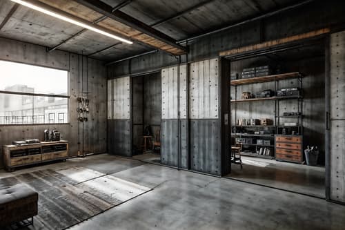 photo from pinterest of industrial-style interior designed (walk in closet interior) . with exposed concrete and utilitarian objects and reclaimed wood and neutral tones and exposed rafters and factory style and raw aesthetic and metal panels. . cinematic photo, highly detailed, cinematic lighting, ultra-detailed, ultrarealistic, photorealism, 8k. trending on pinterest. industrial interior design style. masterpiece, cinematic light, ultrarealistic+, photorealistic+, 8k, raw photo, realistic, sharp focus on eyes, (symmetrical eyes), (intact eyes), hyperrealistic, highest quality, best quality, , highly detailed, masterpiece, best quality, extremely detailed 8k wallpaper, masterpiece, best quality, ultra-detailed, best shadow, detailed background, detailed face, detailed eyes, high contrast, best illumination, detailed face, dulux, caustic, dynamic angle, detailed glow. dramatic lighting. highly detailed, insanely detailed hair, symmetrical, intricate details, professionally retouched, 8k high definition. strong bokeh. award winning photo.