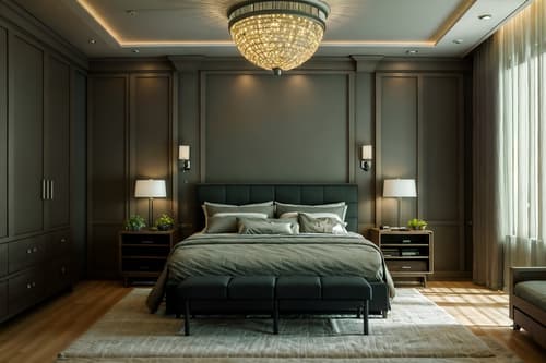 photo from pinterest of eco-friendly-style interior designed (bedroom interior) with headboard and storage bench or ottoman and dresser closet and plant and accent chair and bed and night light and mirror. . . cinematic photo, highly detailed, cinematic lighting, ultra-detailed, ultrarealistic, photorealism, 8k. trending on pinterest. eco-friendly interior design style. masterpiece, cinematic light, ultrarealistic+, photorealistic+, 8k, raw photo, realistic, sharp focus on eyes, (symmetrical eyes), (intact eyes), hyperrealistic, highest quality, best quality, , highly detailed, masterpiece, best quality, extremely detailed 8k wallpaper, masterpiece, best quality, ultra-detailed, best shadow, detailed background, detailed face, detailed eyes, high contrast, best illumination, detailed face, dulux, caustic, dynamic angle, detailed glow. dramatic lighting. highly detailed, insanely detailed hair, symmetrical, intricate details, professionally retouched, 8k high definition. strong bokeh. award winning photo.