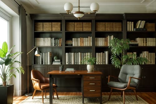 photo from pinterest of eco-friendly-style interior designed (study room interior) with plant and lounge chair and writing desk and desk lamp and bookshelves and cabinets and office chair and plant. . . cinematic photo, highly detailed, cinematic lighting, ultra-detailed, ultrarealistic, photorealism, 8k. trending on pinterest. eco-friendly interior design style. masterpiece, cinematic light, ultrarealistic+, photorealistic+, 8k, raw photo, realistic, sharp focus on eyes, (symmetrical eyes), (intact eyes), hyperrealistic, highest quality, best quality, , highly detailed, masterpiece, best quality, extremely detailed 8k wallpaper, masterpiece, best quality, ultra-detailed, best shadow, detailed background, detailed face, detailed eyes, high contrast, best illumination, detailed face, dulux, caustic, dynamic angle, detailed glow. dramatic lighting. highly detailed, insanely detailed hair, symmetrical, intricate details, professionally retouched, 8k high definition. strong bokeh. award winning photo.