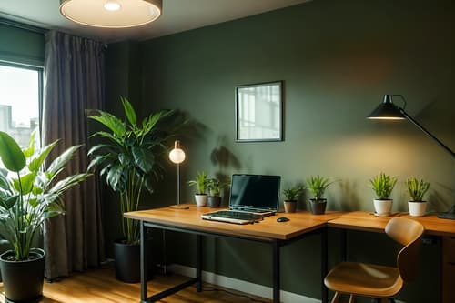 photo from pinterest of eco-friendly-style interior designed (home office interior) with plant and office chair and desk lamp and cabinets and computer desk and plant. . . cinematic photo, highly detailed, cinematic lighting, ultra-detailed, ultrarealistic, photorealism, 8k. trending on pinterest. eco-friendly interior design style. masterpiece, cinematic light, ultrarealistic+, photorealistic+, 8k, raw photo, realistic, sharp focus on eyes, (symmetrical eyes), (intact eyes), hyperrealistic, highest quality, best quality, , highly detailed, masterpiece, best quality, extremely detailed 8k wallpaper, masterpiece, best quality, ultra-detailed, best shadow, detailed background, detailed face, detailed eyes, high contrast, best illumination, detailed face, dulux, caustic, dynamic angle, detailed glow. dramatic lighting. highly detailed, insanely detailed hair, symmetrical, intricate details, professionally retouched, 8k high definition. strong bokeh. award winning photo.