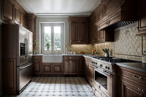 photo from pinterest of french-style interior designed (kitchen interior) with stove and plant and worktops and refrigerator and kitchen cabinets and sink and stove. . . cinematic photo, highly detailed, cinematic lighting, ultra-detailed, ultrarealistic, photorealism, 8k. trending on pinterest. french interior design style. masterpiece, cinematic light, ultrarealistic+, photorealistic+, 8k, raw photo, realistic, sharp focus on eyes, (symmetrical eyes), (intact eyes), hyperrealistic, highest quality, best quality, , highly detailed, masterpiece, best quality, extremely detailed 8k wallpaper, masterpiece, best quality, ultra-detailed, best shadow, detailed background, detailed face, detailed eyes, high contrast, best illumination, detailed face, dulux, caustic, dynamic angle, detailed glow. dramatic lighting. highly detailed, insanely detailed hair, symmetrical, intricate details, professionally retouched, 8k high definition. strong bokeh. award winning photo.