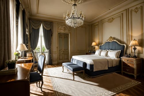 photo from pinterest of french-style interior designed (hotel room interior) with working desk with desk chair and headboard and hotel bathroom and storage bench or ottoman and mirror and night light and accent chair and bedside table or night stand. . . cinematic photo, highly detailed, cinematic lighting, ultra-detailed, ultrarealistic, photorealism, 8k. trending on pinterest. french interior design style. masterpiece, cinematic light, ultrarealistic+, photorealistic+, 8k, raw photo, realistic, sharp focus on eyes, (symmetrical eyes), (intact eyes), hyperrealistic, highest quality, best quality, , highly detailed, masterpiece, best quality, extremely detailed 8k wallpaper, masterpiece, best quality, ultra-detailed, best shadow, detailed background, detailed face, detailed eyes, high contrast, best illumination, detailed face, dulux, caustic, dynamic angle, detailed glow. dramatic lighting. highly detailed, insanely detailed hair, symmetrical, intricate details, professionally retouched, 8k high definition. strong bokeh. award winning photo.