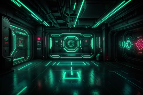 photo from pinterest of cyberpunk-style interior designed (exhibition space interior) . with cyberpunk lights and synthetic objects and surrealist paintings and cyberpunk lights and minimalist and strong geometric walls and bladerunner style and color lights glow. . cinematic photo, highly detailed, cinematic lighting, ultra-detailed, ultrarealistic, photorealism, 8k. trending on pinterest. cyberpunk interior design style. masterpiece, cinematic light, ultrarealistic+, photorealistic+, 8k, raw photo, realistic, sharp focus on eyes, (symmetrical eyes), (intact eyes), hyperrealistic, highest quality, best quality, , highly detailed, masterpiece, best quality, extremely detailed 8k wallpaper, masterpiece, best quality, ultra-detailed, best shadow, detailed background, detailed face, detailed eyes, high contrast, best illumination, detailed face, dulux, caustic, dynamic angle, detailed glow. dramatic lighting. highly detailed, insanely detailed hair, symmetrical, intricate details, professionally retouched, 8k high definition. strong bokeh. award winning photo.