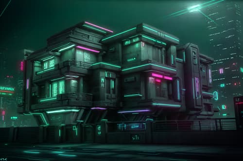 photo from pinterest of cyberpunk-style exterior designed (house exterior exterior) . with cyberpunk lights and surrealist paintings and bladerunner style and synthwave and strong geometric walls and clean straight square lines and futuristic cybernetic details and led lights. . cinematic photo, highly detailed, cinematic lighting, ultra-detailed, ultrarealistic, photorealism, 8k. trending on pinterest. cyberpunk exterior design style. masterpiece, cinematic light, ultrarealistic+, photorealistic+, 8k, raw photo, realistic, sharp focus on eyes, (symmetrical eyes), (intact eyes), hyperrealistic, highest quality, best quality, , highly detailed, masterpiece, best quality, extremely detailed 8k wallpaper, masterpiece, best quality, ultra-detailed, best shadow, detailed background, detailed face, detailed eyes, high contrast, best illumination, detailed face, dulux, caustic, dynamic angle, detailed glow. dramatic lighting. highly detailed, insanely detailed hair, symmetrical, intricate details, professionally retouched, 8k high definition. strong bokeh. award winning photo.