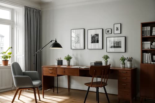 photo from pinterest of scandinavian-style interior designed (study room interior) with cabinets and office chair and plant and writing desk and desk lamp and bookshelves and lounge chair and cabinets. . with . . cinematic photo, highly detailed, cinematic lighting, ultra-detailed, ultrarealistic, photorealism, 8k. trending on pinterest. scandinavian interior design style. masterpiece, cinematic light, ultrarealistic+, photorealistic+, 8k, raw photo, realistic, sharp focus on eyes, (symmetrical eyes), (intact eyes), hyperrealistic, highest quality, best quality, , highly detailed, masterpiece, best quality, extremely detailed 8k wallpaper, masterpiece, best quality, ultra-detailed, best shadow, detailed background, detailed face, detailed eyes, high contrast, best illumination, detailed face, dulux, caustic, dynamic angle, detailed glow. dramatic lighting. highly detailed, insanely detailed hair, symmetrical, intricate details, professionally retouched, 8k high definition. strong bokeh. award winning photo.