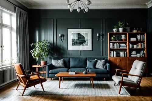 photo from pinterest of scandinavian-style interior designed (living room interior) with chairs and plant and rug and bookshelves and furniture and sofa and televisions and occasional tables. . with . . cinematic photo, highly detailed, cinematic lighting, ultra-detailed, ultrarealistic, photorealism, 8k. trending on pinterest. scandinavian interior design style. masterpiece, cinematic light, ultrarealistic+, photorealistic+, 8k, raw photo, realistic, sharp focus on eyes, (symmetrical eyes), (intact eyes), hyperrealistic, highest quality, best quality, , highly detailed, masterpiece, best quality, extremely detailed 8k wallpaper, masterpiece, best quality, ultra-detailed, best shadow, detailed background, detailed face, detailed eyes, high contrast, best illumination, detailed face, dulux, caustic, dynamic angle, detailed glow. dramatic lighting. highly detailed, insanely detailed hair, symmetrical, intricate details, professionally retouched, 8k high definition. strong bokeh. award winning photo.