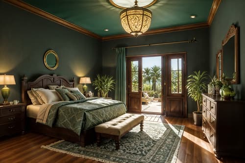 photo from pinterest of mediterranean-style interior designed (bedroom interior) with night light and storage bench or ottoman and mirror and headboard and bedside table or night stand and plant and dresser closet and bed. . . cinematic photo, highly detailed, cinematic lighting, ultra-detailed, ultrarealistic, photorealism, 8k. trending on pinterest. mediterranean interior design style. masterpiece, cinematic light, ultrarealistic+, photorealistic+, 8k, raw photo, realistic, sharp focus on eyes, (symmetrical eyes), (intact eyes), hyperrealistic, highest quality, best quality, , highly detailed, masterpiece, best quality, extremely detailed 8k wallpaper, masterpiece, best quality, ultra-detailed, best shadow, detailed background, detailed face, detailed eyes, high contrast, best illumination, detailed face, dulux, caustic, dynamic angle, detailed glow. dramatic lighting. highly detailed, insanely detailed hair, symmetrical, intricate details, professionally retouched, 8k high definition. strong bokeh. award winning photo.