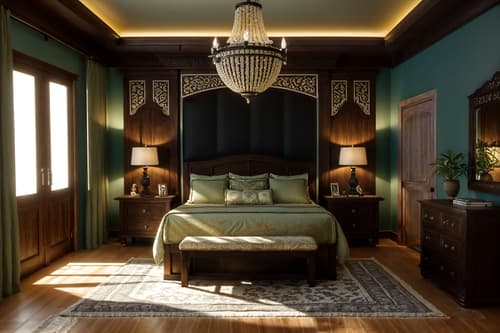 photo from pinterest of mediterranean-style interior designed (bedroom interior) with night light and storage bench or ottoman and mirror and headboard and bedside table or night stand and plant and dresser closet and bed. . . cinematic photo, highly detailed, cinematic lighting, ultra-detailed, ultrarealistic, photorealism, 8k. trending on pinterest. mediterranean interior design style. masterpiece, cinematic light, ultrarealistic+, photorealistic+, 8k, raw photo, realistic, sharp focus on eyes, (symmetrical eyes), (intact eyes), hyperrealistic, highest quality, best quality, , highly detailed, masterpiece, best quality, extremely detailed 8k wallpaper, masterpiece, best quality, ultra-detailed, best shadow, detailed background, detailed face, detailed eyes, high contrast, best illumination, detailed face, dulux, caustic, dynamic angle, detailed glow. dramatic lighting. highly detailed, insanely detailed hair, symmetrical, intricate details, professionally retouched, 8k high definition. strong bokeh. award winning photo.