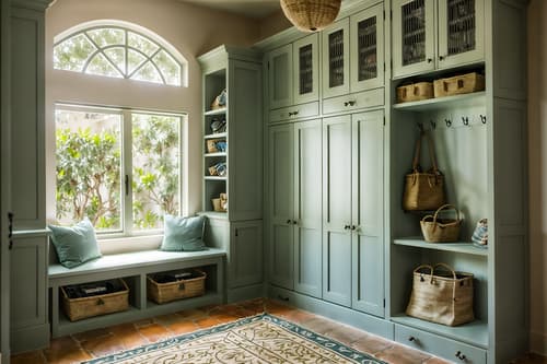 photo from pinterest of mediterranean-style interior designed (mudroom interior) with wall hooks for coats and a bench and high up storage and storage drawers and cabinets and cubbies and shelves for shoes and storage baskets. . . cinematic photo, highly detailed, cinematic lighting, ultra-detailed, ultrarealistic, photorealism, 8k. trending on pinterest. mediterranean interior design style. masterpiece, cinematic light, ultrarealistic+, photorealistic+, 8k, raw photo, realistic, sharp focus on eyes, (symmetrical eyes), (intact eyes), hyperrealistic, highest quality, best quality, , highly detailed, masterpiece, best quality, extremely detailed 8k wallpaper, masterpiece, best quality, ultra-detailed, best shadow, detailed background, detailed face, detailed eyes, high contrast, best illumination, detailed face, dulux, caustic, dynamic angle, detailed glow. dramatic lighting. highly detailed, insanely detailed hair, symmetrical, intricate details, professionally retouched, 8k high definition. strong bokeh. award winning photo.