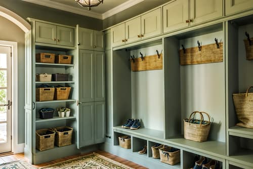 photo from pinterest of mediterranean-style interior designed (mudroom interior) with wall hooks for coats and a bench and high up storage and storage drawers and cabinets and cubbies and shelves for shoes and storage baskets. . . cinematic photo, highly detailed, cinematic lighting, ultra-detailed, ultrarealistic, photorealism, 8k. trending on pinterest. mediterranean interior design style. masterpiece, cinematic light, ultrarealistic+, photorealistic+, 8k, raw photo, realistic, sharp focus on eyes, (symmetrical eyes), (intact eyes), hyperrealistic, highest quality, best quality, , highly detailed, masterpiece, best quality, extremely detailed 8k wallpaper, masterpiece, best quality, ultra-detailed, best shadow, detailed background, detailed face, detailed eyes, high contrast, best illumination, detailed face, dulux, caustic, dynamic angle, detailed glow. dramatic lighting. highly detailed, insanely detailed hair, symmetrical, intricate details, professionally retouched, 8k high definition. strong bokeh. award winning photo.