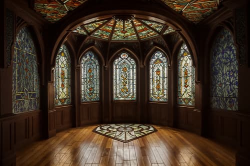 photo from pinterest of art nouveau-style interior designed (attic interior) . with stained glass and wallpaper patterns of stylized flowers and mosaics and arches and curved forms and stained glass and curving, plant-like embellishments and asymmetrical shapes and wallpaper pattners of spider webs. . cinematic photo, highly detailed, cinematic lighting, ultra-detailed, ultrarealistic, photorealism, 8k. trending on pinterest. art nouveau interior design style. masterpiece, cinematic light, ultrarealistic+, photorealistic+, 8k, raw photo, realistic, sharp focus on eyes, (symmetrical eyes), (intact eyes), hyperrealistic, highest quality, best quality, , highly detailed, masterpiece, best quality, extremely detailed 8k wallpaper, masterpiece, best quality, ultra-detailed, best shadow, detailed background, detailed face, detailed eyes, high contrast, best illumination, detailed face, dulux, caustic, dynamic angle, detailed glow. dramatic lighting. highly detailed, insanely detailed hair, symmetrical, intricate details, professionally retouched, 8k high definition. strong bokeh. award winning photo.