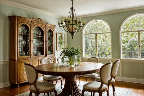 photo from pinterest of art nouveau-style interior designed (dining room interior) with dining table chairs and bookshelves and plates, cutlery and glasses on dining table and plant and vase and painting or photo on wall and table cloth and light or chandelier. . with arches and curved forms and natural materials and curving, plant-like embellishments and asymmetrical shapes and soft, rounded lines and ashy colors and stained glass and wallpaper patterns of feathers. . cinematic photo, highly detailed, cinematic lighting, ultra-detailed, ultrarealistic, photorealism, 8k. trending on pinterest. art nouveau interior design style. masterpiece, cinematic light, ultrarealistic+, photorealistic+, 8k, raw photo, realistic, sharp focus on eyes, (symmetrical eyes), (intact eyes), hyperrealistic, highest quality, best quality, , highly detailed, masterpiece, best quality, extremely detailed 8k wallpaper, masterpiece, best quality, ultra-detailed, best shadow, detailed background, detailed face, detailed eyes, high contrast, best illumination, detailed face, dulux, caustic, dynamic angle, detailed glow. dramatic lighting. highly detailed, insanely detailed hair, symmetrical, intricate details, professionally retouched, 8k high definition. strong bokeh. award winning photo.