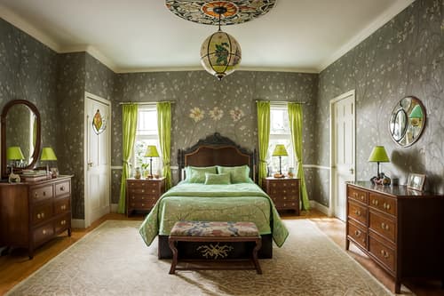 photo from pinterest of art nouveau-style interior designed (kids room interior) with night light and mirror and bed and accent chair and bedside table or night stand and storage bench or ottoman and kids desk and plant. . with mosaics and wallpaper patterns of stylized flowers and stained glass and wallpaper pattners of spider webs and natural materials and ashy colors and curved glass and japanese motifs. . cinematic photo, highly detailed, cinematic lighting, ultra-detailed, ultrarealistic, photorealism, 8k. trending on pinterest. art nouveau interior design style. masterpiece, cinematic light, ultrarealistic+, photorealistic+, 8k, raw photo, realistic, sharp focus on eyes, (symmetrical eyes), (intact eyes), hyperrealistic, highest quality, best quality, , highly detailed, masterpiece, best quality, extremely detailed 8k wallpaper, masterpiece, best quality, ultra-detailed, best shadow, detailed background, detailed face, detailed eyes, high contrast, best illumination, detailed face, dulux, caustic, dynamic angle, detailed glow. dramatic lighting. highly detailed, insanely detailed hair, symmetrical, intricate details, professionally retouched, 8k high definition. strong bokeh. award winning photo.