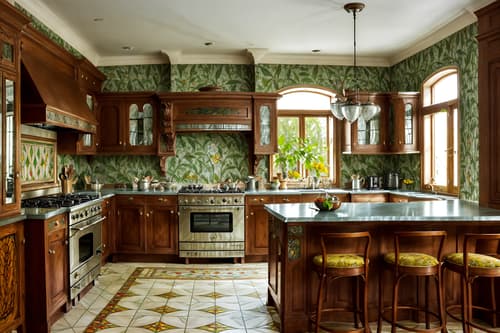 photo from pinterest of art nouveau-style interior designed (kitchen living combo interior) with stove and furniture and bookshelves and sofa and worktops and occasional tables and televisions and plant. . with asymmetrical shapes and mosaics and stained glass and ashy colors and stained glass and wallpaper patterns of feathers and curved glass and wallpaper patterns of stylized flowers. . cinematic photo, highly detailed, cinematic lighting, ultra-detailed, ultrarealistic, photorealism, 8k. trending on pinterest. art nouveau interior design style. masterpiece, cinematic light, ultrarealistic+, photorealistic+, 8k, raw photo, realistic, sharp focus on eyes, (symmetrical eyes), (intact eyes), hyperrealistic, highest quality, best quality, , highly detailed, masterpiece, best quality, extremely detailed 8k wallpaper, masterpiece, best quality, ultra-detailed, best shadow, detailed background, detailed face, detailed eyes, high contrast, best illumination, detailed face, dulux, caustic, dynamic angle, detailed glow. dramatic lighting. highly detailed, insanely detailed hair, symmetrical, intricate details, professionally retouched, 8k high definition. strong bokeh. award winning photo.