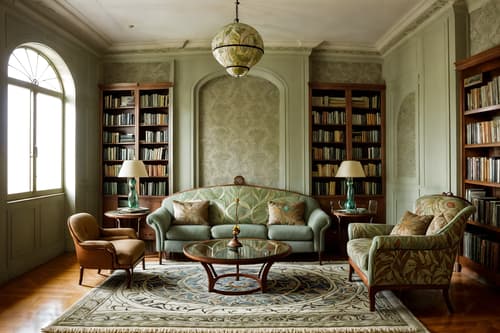 photo from pinterest of art nouveau-style interior designed (living room interior) with bookshelves and sofa and electric lamps and rug and coffee tables and chairs and furniture and televisions. . with curving, plant-like embellishments and soft, rounded lines and ashy colors and wallpaper patterns of feathers and wallpaper pattners of spider webs and stained glass and mosaics and curved glass. . cinematic photo, highly detailed, cinematic lighting, ultra-detailed, ultrarealistic, photorealism, 8k. trending on pinterest. art nouveau interior design style. masterpiece, cinematic light, ultrarealistic+, photorealistic+, 8k, raw photo, realistic, sharp focus on eyes, (symmetrical eyes), (intact eyes), hyperrealistic, highest quality, best quality, , highly detailed, masterpiece, best quality, extremely detailed 8k wallpaper, masterpiece, best quality, ultra-detailed, best shadow, detailed background, detailed face, detailed eyes, high contrast, best illumination, detailed face, dulux, caustic, dynamic angle, detailed glow. dramatic lighting. highly detailed, insanely detailed hair, symmetrical, intricate details, professionally retouched, 8k high definition. strong bokeh. award winning photo.