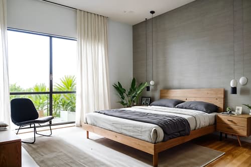 photo from pinterest of modern-style interior designed (bedroom interior) with mirror and bedside table or night stand and bed and plant and night light and headboard and accent chair and storage bench or ottoman. . with practicality and functionality and neutral walls and textures and open and natural lighting and simple, clean lines and simplistic furniture and natural materials and elements and practicality and functionality. . cinematic photo, highly detailed, cinematic lighting, ultra-detailed, ultrarealistic, photorealism, 8k. trending on pinterest. modern interior design style. masterpiece, cinematic light, ultrarealistic+, photorealistic+, 8k, raw photo, realistic, sharp focus on eyes, (symmetrical eyes), (intact eyes), hyperrealistic, highest quality, best quality, , highly detailed, masterpiece, best quality, extremely detailed 8k wallpaper, masterpiece, best quality, ultra-detailed, best shadow, detailed background, detailed face, detailed eyes, high contrast, best illumination, detailed face, dulux, caustic, dynamic angle, detailed glow. dramatic lighting. highly detailed, insanely detailed hair, symmetrical, intricate details, professionally retouched, 8k high definition. strong bokeh. award winning photo.