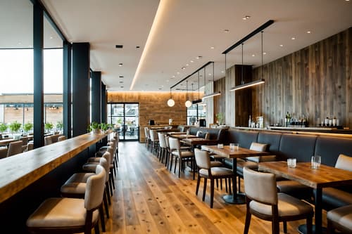 photo from pinterest of modern-style interior designed (restaurant interior) with restaurant bar and restaurant chairs and restaurant dining tables and restaurant decor and restaurant bar. . with neutral walls and textures and natural materials and elements and simple, clean lines and simplistic furniture and practicality and functionality and open and natural lighting and neutral walls and textures. . cinematic photo, highly detailed, cinematic lighting, ultra-detailed, ultrarealistic, photorealism, 8k. trending on pinterest. modern interior design style. masterpiece, cinematic light, ultrarealistic+, photorealistic+, 8k, raw photo, realistic, sharp focus on eyes, (symmetrical eyes), (intact eyes), hyperrealistic, highest quality, best quality, , highly detailed, masterpiece, best quality, extremely detailed 8k wallpaper, masterpiece, best quality, ultra-detailed, best shadow, detailed background, detailed face, detailed eyes, high contrast, best illumination, detailed face, dulux, caustic, dynamic angle, detailed glow. dramatic lighting. highly detailed, insanely detailed hair, symmetrical, intricate details, professionally retouched, 8k high definition. strong bokeh. award winning photo.