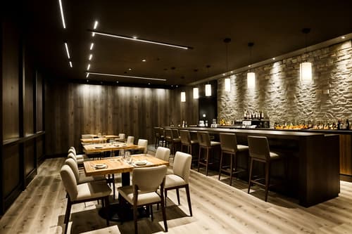photo from pinterest of modern-style interior designed (restaurant interior) with restaurant bar and restaurant chairs and restaurant dining tables and restaurant decor and restaurant bar. . with neutral walls and textures and natural materials and elements and simple, clean lines and simplistic furniture and practicality and functionality and open and natural lighting and neutral walls and textures. . cinematic photo, highly detailed, cinematic lighting, ultra-detailed, ultrarealistic, photorealism, 8k. trending on pinterest. modern interior design style. masterpiece, cinematic light, ultrarealistic+, photorealistic+, 8k, raw photo, realistic, sharp focus on eyes, (symmetrical eyes), (intact eyes), hyperrealistic, highest quality, best quality, , highly detailed, masterpiece, best quality, extremely detailed 8k wallpaper, masterpiece, best quality, ultra-detailed, best shadow, detailed background, detailed face, detailed eyes, high contrast, best illumination, detailed face, dulux, caustic, dynamic angle, detailed glow. dramatic lighting. highly detailed, insanely detailed hair, symmetrical, intricate details, professionally retouched, 8k high definition. strong bokeh. award winning photo.
