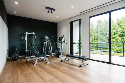 photo from pinterest of modern-style interior designed (fitness gym interior) with dumbbell stand and squat rack and bench press and crosstrainer and exercise bicycle and dumbbell stand. . with simple, clean lines and simplistic furniture and practicality and functionality and neutral walls and textures and natural materials and elements and open and natural lighting and simple, clean lines and simplistic furniture. . cinematic photo, highly detailed, cinematic lighting, ultra-detailed, ultrarealistic, photorealism, 8k. trending on pinterest. modern interior design style. masterpiece, cinematic light, ultrarealistic+, photorealistic+, 8k, raw photo, realistic, sharp focus on eyes, (symmetrical eyes), (intact eyes), hyperrealistic, highest quality, best quality, , highly detailed, masterpiece, best quality, extremely detailed 8k wallpaper, masterpiece, best quality, ultra-detailed, best shadow, detailed background, detailed face, detailed eyes, high contrast, best illumination, detailed face, dulux, caustic, dynamic angle, detailed glow. dramatic lighting. highly detailed, insanely detailed hair, symmetrical, intricate details, professionally retouched, 8k high definition. strong bokeh. award winning photo.