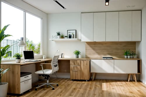 photo from pinterest of modern-style interior designed (home office interior) with computer desk and cabinets and plant and office chair and desk lamp and computer desk. . with practicality and functionality and neutral walls and textures and natural materials and elements and simple, clean lines and simplistic furniture and open and natural lighting and practicality and functionality. . cinematic photo, highly detailed, cinematic lighting, ultra-detailed, ultrarealistic, photorealism, 8k. trending on pinterest. modern interior design style. masterpiece, cinematic light, ultrarealistic+, photorealistic+, 8k, raw photo, realistic, sharp focus on eyes, (symmetrical eyes), (intact eyes), hyperrealistic, highest quality, best quality, , highly detailed, masterpiece, best quality, extremely detailed 8k wallpaper, masterpiece, best quality, ultra-detailed, best shadow, detailed background, detailed face, detailed eyes, high contrast, best illumination, detailed face, dulux, caustic, dynamic angle, detailed glow. dramatic lighting. highly detailed, insanely detailed hair, symmetrical, intricate details, professionally retouched, 8k high definition. strong bokeh. award winning photo.