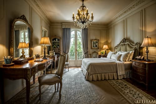 photo from pinterest of french country-style interior designed (hotel room interior) with working desk with desk chair and dresser closet and bed and night light and headboard and plant and accent chair and mirror. . with . . cinematic photo, highly detailed, cinematic lighting, ultra-detailed, ultrarealistic, photorealism, 8k. trending on pinterest. french country interior design style. masterpiece, cinematic light, ultrarealistic+, photorealistic+, 8k, raw photo, realistic, sharp focus on eyes, (symmetrical eyes), (intact eyes), hyperrealistic, highest quality, best quality, , highly detailed, masterpiece, best quality, extremely detailed 8k wallpaper, masterpiece, best quality, ultra-detailed, best shadow, detailed background, detailed face, detailed eyes, high contrast, best illumination, detailed face, dulux, caustic, dynamic angle, detailed glow. dramatic lighting. highly detailed, insanely detailed hair, symmetrical, intricate details, professionally retouched, 8k high definition. strong bokeh. award winning photo.