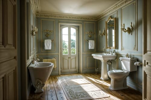 photo from pinterest of french country-style interior designed (toilet interior) with sink with tap and toilet paper hanger and toilet with toilet seat up and sink with tap. . with . . cinematic photo, highly detailed, cinematic lighting, ultra-detailed, ultrarealistic, photorealism, 8k. trending on pinterest. french country interior design style. masterpiece, cinematic light, ultrarealistic+, photorealistic+, 8k, raw photo, realistic, sharp focus on eyes, (symmetrical eyes), (intact eyes), hyperrealistic, highest quality, best quality, , highly detailed, masterpiece, best quality, extremely detailed 8k wallpaper, masterpiece, best quality, ultra-detailed, best shadow, detailed background, detailed face, detailed eyes, high contrast, best illumination, detailed face, dulux, caustic, dynamic angle, detailed glow. dramatic lighting. highly detailed, insanely detailed hair, symmetrical, intricate details, professionally retouched, 8k high definition. strong bokeh. award winning photo.