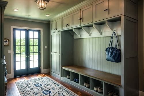 photo from pinterest of nautical-style interior designed (mudroom interior) with storage drawers and cubbies and wall hooks for coats and a bench and storage baskets and cabinets and shelves for shoes and high up storage. . . cinematic photo, highly detailed, cinematic lighting, ultra-detailed, ultrarealistic, photorealism, 8k. trending on pinterest. nautical interior design style. masterpiece, cinematic light, ultrarealistic+, photorealistic+, 8k, raw photo, realistic, sharp focus on eyes, (symmetrical eyes), (intact eyes), hyperrealistic, highest quality, best quality, , highly detailed, masterpiece, best quality, extremely detailed 8k wallpaper, masterpiece, best quality, ultra-detailed, best shadow, detailed background, detailed face, detailed eyes, high contrast, best illumination, detailed face, dulux, caustic, dynamic angle, detailed glow. dramatic lighting. highly detailed, insanely detailed hair, symmetrical, intricate details, professionally retouched, 8k high definition. strong bokeh. award winning photo.