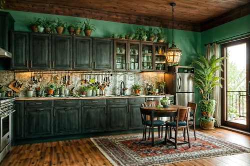 photo from pinterest of boho-chic-style interior designed (kitchen living combo interior) with sink and occasional tables and rug and televisions and electric lamps and chairs and refrigerator and plant. . . cinematic photo, highly detailed, cinematic lighting, ultra-detailed, ultrarealistic, photorealism, 8k. trending on pinterest. boho-chic interior design style. masterpiece, cinematic light, ultrarealistic+, photorealistic+, 8k, raw photo, realistic, sharp focus on eyes, (symmetrical eyes), (intact eyes), hyperrealistic, highest quality, best quality, , highly detailed, masterpiece, best quality, extremely detailed 8k wallpaper, masterpiece, best quality, ultra-detailed, best shadow, detailed background, detailed face, detailed eyes, high contrast, best illumination, detailed face, dulux, caustic, dynamic angle, detailed glow. dramatic lighting. highly detailed, insanely detailed hair, symmetrical, intricate details, professionally retouched, 8k high definition. strong bokeh. award winning photo.