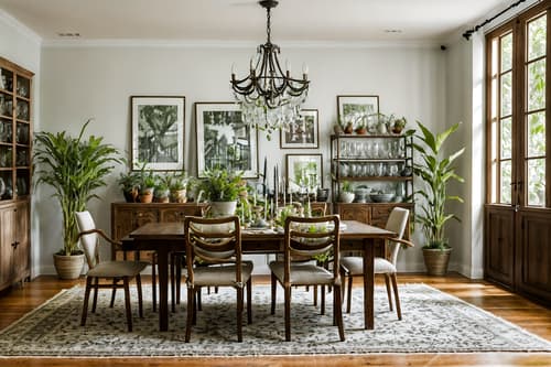 photo from pinterest of boho-chic-style interior designed (dining room interior) with dining table and plant and dining table chairs and painting or photo on wall and bookshelves and plates, cutlery and glasses on dining table and light or chandelier and table cloth. . . cinematic photo, highly detailed, cinematic lighting, ultra-detailed, ultrarealistic, photorealism, 8k. trending on pinterest. boho-chic interior design style. masterpiece, cinematic light, ultrarealistic+, photorealistic+, 8k, raw photo, realistic, sharp focus on eyes, (symmetrical eyes), (intact eyes), hyperrealistic, highest quality, best quality, , highly detailed, masterpiece, best quality, extremely detailed 8k wallpaper, masterpiece, best quality, ultra-detailed, best shadow, detailed background, detailed face, detailed eyes, high contrast, best illumination, detailed face, dulux, caustic, dynamic angle, detailed glow. dramatic lighting. highly detailed, insanely detailed hair, symmetrical, intricate details, professionally retouched, 8k high definition. strong bokeh. award winning photo.