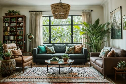 photo from pinterest of boho-chic-style interior designed (living room interior) with coffee tables and sofa and occasional tables and furniture and rug and bookshelves and plant and chairs. . . cinematic photo, highly detailed, cinematic lighting, ultra-detailed, ultrarealistic, photorealism, 8k. trending on pinterest. boho-chic interior design style. masterpiece, cinematic light, ultrarealistic+, photorealistic+, 8k, raw photo, realistic, sharp focus on eyes, (symmetrical eyes), (intact eyes), hyperrealistic, highest quality, best quality, , highly detailed, masterpiece, best quality, extremely detailed 8k wallpaper, masterpiece, best quality, ultra-detailed, best shadow, detailed background, detailed face, detailed eyes, high contrast, best illumination, detailed face, dulux, caustic, dynamic angle, detailed glow. dramatic lighting. highly detailed, insanely detailed hair, symmetrical, intricate details, professionally retouched, 8k high definition. strong bokeh. award winning photo.