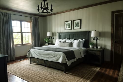 photo from pinterest of farmhouse-style interior designed (hotel room interior) with bedside table or night stand and hotel bathroom and dresser closet and accent chair and plant and headboard and mirror and night light. . with . . cinematic photo, highly detailed, cinematic lighting, ultra-detailed, ultrarealistic, photorealism, 8k. trending on pinterest. farmhouse interior design style. masterpiece, cinematic light, ultrarealistic+, photorealistic+, 8k, raw photo, realistic, sharp focus on eyes, (symmetrical eyes), (intact eyes), hyperrealistic, highest quality, best quality, , highly detailed, masterpiece, best quality, extremely detailed 8k wallpaper, masterpiece, best quality, ultra-detailed, best shadow, detailed background, detailed face, detailed eyes, high contrast, best illumination, detailed face, dulux, caustic, dynamic angle, detailed glow. dramatic lighting. highly detailed, insanely detailed hair, symmetrical, intricate details, professionally retouched, 8k high definition. strong bokeh. award winning photo.