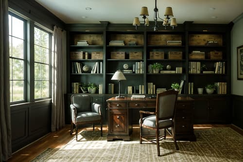 photo from pinterest of farmhouse-style interior designed (study room interior) with office chair and cabinets and lounge chair and bookshelves and desk lamp and plant and writing desk and office chair. . with . . cinematic photo, highly detailed, cinematic lighting, ultra-detailed, ultrarealistic, photorealism, 8k. trending on pinterest. farmhouse interior design style. masterpiece, cinematic light, ultrarealistic+, photorealistic+, 8k, raw photo, realistic, sharp focus on eyes, (symmetrical eyes), (intact eyes), hyperrealistic, highest quality, best quality, , highly detailed, masterpiece, best quality, extremely detailed 8k wallpaper, masterpiece, best quality, ultra-detailed, best shadow, detailed background, detailed face, detailed eyes, high contrast, best illumination, detailed face, dulux, caustic, dynamic angle, detailed glow. dramatic lighting. highly detailed, insanely detailed hair, symmetrical, intricate details, professionally retouched, 8k high definition. strong bokeh. award winning photo.