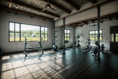 photo from pinterest of farmhouse-style interior designed (fitness gym interior) with crosstrainer and bench press and dumbbell stand and squat rack and exercise bicycle and crosstrainer. . with . . cinematic photo, highly detailed, cinematic lighting, ultra-detailed, ultrarealistic, photorealism, 8k. trending on pinterest. farmhouse interior design style. masterpiece, cinematic light, ultrarealistic+, photorealistic+, 8k, raw photo, realistic, sharp focus on eyes, (symmetrical eyes), (intact eyes), hyperrealistic, highest quality, best quality, , highly detailed, masterpiece, best quality, extremely detailed 8k wallpaper, masterpiece, best quality, ultra-detailed, best shadow, detailed background, detailed face, detailed eyes, high contrast, best illumination, detailed face, dulux, caustic, dynamic angle, detailed glow. dramatic lighting. highly detailed, insanely detailed hair, symmetrical, intricate details, professionally retouched, 8k high definition. strong bokeh. award winning photo.