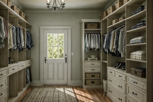 photo from pinterest of farmhouse-style interior designed (walk in closet interior) . with . . cinematic photo, highly detailed, cinematic lighting, ultra-detailed, ultrarealistic, photorealism, 8k. trending on pinterest. farmhouse interior design style. masterpiece, cinematic light, ultrarealistic+, photorealistic+, 8k, raw photo, realistic, sharp focus on eyes, (symmetrical eyes), (intact eyes), hyperrealistic, highest quality, best quality, , highly detailed, masterpiece, best quality, extremely detailed 8k wallpaper, masterpiece, best quality, ultra-detailed, best shadow, detailed background, detailed face, detailed eyes, high contrast, best illumination, detailed face, dulux, caustic, dynamic angle, detailed glow. dramatic lighting. highly detailed, insanely detailed hair, symmetrical, intricate details, professionally retouched, 8k high definition. strong bokeh. award winning photo.