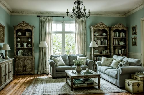 photo from pinterest of shabby chic-style interior designed (living room interior) with occasional tables and coffee tables and electric lamps and bookshelves and televisions and furniture and chairs and sofa. . . cinematic photo, highly detailed, cinematic lighting, ultra-detailed, ultrarealistic, photorealism, 8k. trending on pinterest. shabby chic interior design style. masterpiece, cinematic light, ultrarealistic+, photorealistic+, 8k, raw photo, realistic, sharp focus on eyes, (symmetrical eyes), (intact eyes), hyperrealistic, highest quality, best quality, , highly detailed, masterpiece, best quality, extremely detailed 8k wallpaper, masterpiece, best quality, ultra-detailed, best shadow, detailed background, detailed face, detailed eyes, high contrast, best illumination, detailed face, dulux, caustic, dynamic angle, detailed glow. dramatic lighting. highly detailed, insanely detailed hair, symmetrical, intricate details, professionally retouched, 8k high definition. strong bokeh. award winning photo.