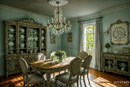 photo from pinterest of shabby chic-style interior designed (dining room interior) with light or chandelier and plates, cutlery and glasses on dining table and bookshelves and dining table and dining table chairs and plant and painting or photo on wall and vase. . . cinematic photo, highly detailed, cinematic lighting, ultra-detailed, ultrarealistic, photorealism, 8k. trending on pinterest. shabby chic interior design style. masterpiece, cinematic light, ultrarealistic+, photorealistic+, 8k, raw photo, realistic, sharp focus on eyes, (symmetrical eyes), (intact eyes), hyperrealistic, highest quality, best quality, , highly detailed, masterpiece, best quality, extremely detailed 8k wallpaper, masterpiece, best quality, ultra-detailed, best shadow, detailed background, detailed face, detailed eyes, high contrast, best illumination, detailed face, dulux, caustic, dynamic angle, detailed glow. dramatic lighting. highly detailed, insanely detailed hair, symmetrical, intricate details, professionally retouched, 8k high definition. strong bokeh. award winning photo.