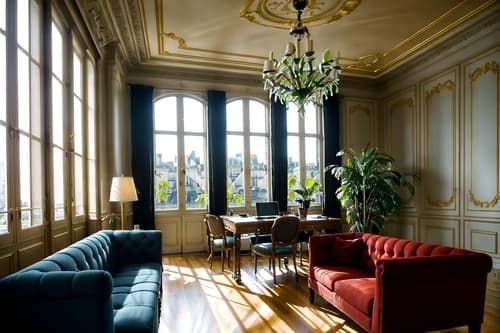 photo from pinterest of parisian-style interior designed (office interior) with office desks and seating area with sofa and windows and desk lamps and cabinets and plants and office chairs and computer desks. . . cinematic photo, highly detailed, cinematic lighting, ultra-detailed, ultrarealistic, photorealism, 8k. trending on pinterest. parisian interior design style. masterpiece, cinematic light, ultrarealistic+, photorealistic+, 8k, raw photo, realistic, sharp focus on eyes, (symmetrical eyes), (intact eyes), hyperrealistic, highest quality, best quality, , highly detailed, masterpiece, best quality, extremely detailed 8k wallpaper, masterpiece, best quality, ultra-detailed, best shadow, detailed background, detailed face, detailed eyes, high contrast, best illumination, detailed face, dulux, caustic, dynamic angle, detailed glow. dramatic lighting. highly detailed, insanely detailed hair, symmetrical, intricate details, professionally retouched, 8k high definition. strong bokeh. award winning photo.