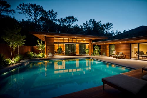 photo from pinterest of midcentury modern-style designed (outdoor pool area ) with pool lights and pool and pool lounge chairs and pool lights. . with natural and manmade materials and minimalist and organic and geometric shapes and nature indoors and integrating indoor and outdoor motifs and muted tones and wood pendant light mid century modern chandelier and clean lines. . cinematic photo, highly detailed, cinematic lighting, ultra-detailed, ultrarealistic, photorealism, 8k. trending on pinterest. midcentury modern design style. masterpiece, cinematic light, ultrarealistic+, photorealistic+, 8k, raw photo, realistic, sharp focus on eyes, (symmetrical eyes), (intact eyes), hyperrealistic, highest quality, best quality, , highly detailed, masterpiece, best quality, extremely detailed 8k wallpaper, masterpiece, best quality, ultra-detailed, best shadow, detailed background, detailed face, detailed eyes, high contrast, best illumination, detailed face, dulux, caustic, dynamic angle, detailed glow. dramatic lighting. highly detailed, insanely detailed hair, symmetrical, intricate details, professionally retouched, 8k high definition. strong bokeh. award winning photo.