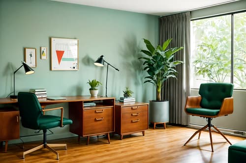 photo from pinterest of midcentury modern-style interior designed (home office interior) with office chair and computer desk and plant and desk lamp and cabinets and office chair. . with graphic shapes and function over form and minimalist and mid century modern mobile chandelier and vibrant colors and nature indoors and muted tones and clean lines. . cinematic photo, highly detailed, cinematic lighting, ultra-detailed, ultrarealistic, photorealism, 8k. trending on pinterest. midcentury modern interior design style. masterpiece, cinematic light, ultrarealistic+, photorealistic+, 8k, raw photo, realistic, sharp focus on eyes, (symmetrical eyes), (intact eyes), hyperrealistic, highest quality, best quality, , highly detailed, masterpiece, best quality, extremely detailed 8k wallpaper, masterpiece, best quality, ultra-detailed, best shadow, detailed background, detailed face, detailed eyes, high contrast, best illumination, detailed face, dulux, caustic, dynamic angle, detailed glow. dramatic lighting. highly detailed, insanely detailed hair, symmetrical, intricate details, professionally retouched, 8k high definition. strong bokeh. award winning photo.