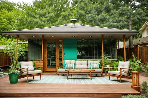 photo from pinterest of midcentury modern-style designed (outdoor patio ) with deck with deck chairs and barbeque or grill and plant and grass and patio couch with pillows and deck with deck chairs. . with natural and manmade materials and integrating indoor and outdoor motifs and wood pendant light mid century modern chandelier and clean lines and function over form and mid century modern mobile chandelier and vibrant colors and muted tones. . cinematic photo, highly detailed, cinematic lighting, ultra-detailed, ultrarealistic, photorealism, 8k. trending on pinterest. midcentury modern design style. masterpiece, cinematic light, ultrarealistic+, photorealistic+, 8k, raw photo, realistic, sharp focus on eyes, (symmetrical eyes), (intact eyes), hyperrealistic, highest quality, best quality, , highly detailed, masterpiece, best quality, extremely detailed 8k wallpaper, masterpiece, best quality, ultra-detailed, best shadow, detailed background, detailed face, detailed eyes, high contrast, best illumination, detailed face, dulux, caustic, dynamic angle, detailed glow. dramatic lighting. highly detailed, insanely detailed hair, symmetrical, intricate details, professionally retouched, 8k high definition. strong bokeh. award winning photo.