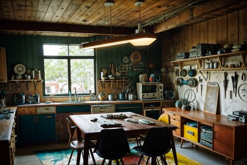 photo from pinterest of midcentury modern-style interior designed (workshop interior) with messy and wooden workbench and tool wall and messy. . with graphic shapes and muted tones and organic and geometric shapes and vibrant colors and natural and manmade materials and mid century modern mobile chandelier and minimalist and function over form. . cinematic photo, highly detailed, cinematic lighting, ultra-detailed, ultrarealistic, photorealism, 8k. trending on pinterest. midcentury modern interior design style. masterpiece, cinematic light, ultrarealistic+, photorealistic+, 8k, raw photo, realistic, sharp focus on eyes, (symmetrical eyes), (intact eyes), hyperrealistic, highest quality, best quality, , highly detailed, masterpiece, best quality, extremely detailed 8k wallpaper, masterpiece, best quality, ultra-detailed, best shadow, detailed background, detailed face, detailed eyes, high contrast, best illumination, detailed face, dulux, caustic, dynamic angle, detailed glow. dramatic lighting. highly detailed, insanely detailed hair, symmetrical, intricate details, professionally retouched, 8k high definition. strong bokeh. award winning photo.