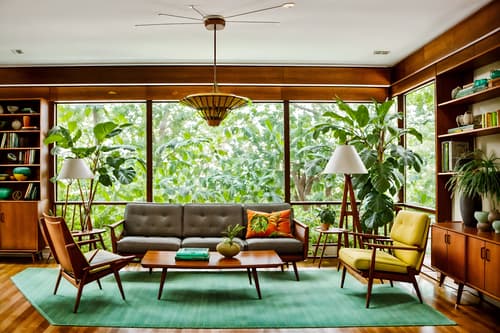 photo from pinterest of midcentury modern-style interior designed (living room interior) with plant and bookshelves and chairs and electric lamps and furniture and sofa and coffee tables and televisions. . with integrating indoor and outdoor motifs and vibrant colors and natural and manmade materials and wood pendant light mid century modern chandelier and function over form and minimalist and mid century modern mobile chandelier and nature indoors. . cinematic photo, highly detailed, cinematic lighting, ultra-detailed, ultrarealistic, photorealism, 8k. trending on pinterest. midcentury modern interior design style. masterpiece, cinematic light, ultrarealistic+, photorealistic+, 8k, raw photo, realistic, sharp focus on eyes, (symmetrical eyes), (intact eyes), hyperrealistic, highest quality, best quality, , highly detailed, masterpiece, best quality, extremely detailed 8k wallpaper, masterpiece, best quality, ultra-detailed, best shadow, detailed background, detailed face, detailed eyes, high contrast, best illumination, detailed face, dulux, caustic, dynamic angle, detailed glow. dramatic lighting. highly detailed, insanely detailed hair, symmetrical, intricate details, professionally retouched, 8k high definition. strong bokeh. award winning photo.