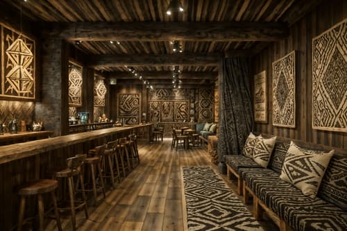photo from pinterest of tribal-style interior designed (coffee shop interior) . with animal prints and animal furslinen and intricate grass weaving and sculptures and artworks and planks of stone and desert colours and smooth worn timbers and tribal revival. . cinematic photo, highly detailed, cinematic lighting, ultra-detailed, ultrarealistic, photorealism, 8k. trending on pinterest. tribal interior design style. masterpiece, cinematic light, ultrarealistic+, photorealistic+, 8k, raw photo, realistic, sharp focus on eyes, (symmetrical eyes), (intact eyes), hyperrealistic, highest quality, best quality, , highly detailed, masterpiece, best quality, extremely detailed 8k wallpaper, masterpiece, best quality, ultra-detailed, best shadow, detailed background, detailed face, detailed eyes, high contrast, best illumination, detailed face, dulux, caustic, dynamic angle, detailed glow. dramatic lighting. highly detailed, insanely detailed hair, symmetrical, intricate details, professionally retouched, 8k high definition. strong bokeh. award winning photo.