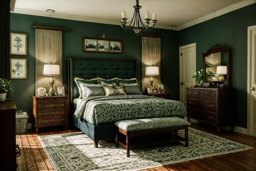 photo from pinterest of vintage-style interior designed (bedroom interior) with bedside table or night stand and plant and dresser closet and headboard and accent chair and mirror and storage bench or ottoman and night light. . with . . cinematic photo, highly detailed, cinematic lighting, ultra-detailed, ultrarealistic, photorealism, 8k. trending on pinterest. vintage interior design style. masterpiece, cinematic light, ultrarealistic+, photorealistic+, 8k, raw photo, realistic, sharp focus on eyes, (symmetrical eyes), (intact eyes), hyperrealistic, highest quality, best quality, , highly detailed, masterpiece, best quality, extremely detailed 8k wallpaper, masterpiece, best quality, ultra-detailed, best shadow, detailed background, detailed face, detailed eyes, high contrast, best illumination, detailed face, dulux, caustic, dynamic angle, detailed glow. dramatic lighting. highly detailed, insanely detailed hair, symmetrical, intricate details, professionally retouched, 8k high definition. strong bokeh. award winning photo.