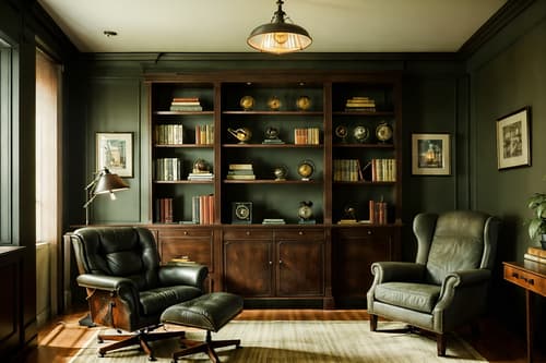 photo from pinterest of vintage-style interior designed (study room interior) with lounge chair and office chair and bookshelves and desk lamp and cabinets and plant and writing desk and lounge chair. . with . . cinematic photo, highly detailed, cinematic lighting, ultra-detailed, ultrarealistic, photorealism, 8k. trending on pinterest. vintage interior design style. masterpiece, cinematic light, ultrarealistic+, photorealistic+, 8k, raw photo, realistic, sharp focus on eyes, (symmetrical eyes), (intact eyes), hyperrealistic, highest quality, best quality, , highly detailed, masterpiece, best quality, extremely detailed 8k wallpaper, masterpiece, best quality, ultra-detailed, best shadow, detailed background, detailed face, detailed eyes, high contrast, best illumination, detailed face, dulux, caustic, dynamic angle, detailed glow. dramatic lighting. highly detailed, insanely detailed hair, symmetrical, intricate details, professionally retouched, 8k high definition. strong bokeh. award winning photo.