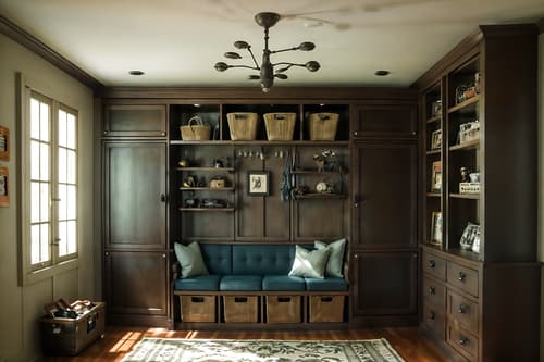 photo from pinterest of vintage-style interior designed (drop zone interior) with shelves for shoes and storage drawers and high up storage and storage baskets and a bench and cubbies and cabinets and wall hooks for coats. . with . . cinematic photo, highly detailed, cinematic lighting, ultra-detailed, ultrarealistic, photorealism, 8k. trending on pinterest. vintage interior design style. masterpiece, cinematic light, ultrarealistic+, photorealistic+, 8k, raw photo, realistic, sharp focus on eyes, (symmetrical eyes), (intact eyes), hyperrealistic, highest quality, best quality, , highly detailed, masterpiece, best quality, extremely detailed 8k wallpaper, masterpiece, best quality, ultra-detailed, best shadow, detailed background, detailed face, detailed eyes, high contrast, best illumination, detailed face, dulux, caustic, dynamic angle, detailed glow. dramatic lighting. highly detailed, insanely detailed hair, symmetrical, intricate details, professionally retouched, 8k high definition. strong bokeh. award winning photo.